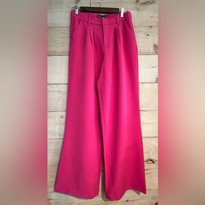 Like An Angel Hot Pink Wide Leg Rear Elastic Waist Pants Pockets Poly/Spandex M